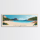 Cala Saura, Spain Panoramic Print, Vacation Gift, Spain Wall Art, Beach Painting, Beach Decor, Large Wall Art, Wood Frame Art