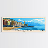 Camogli Beach, Italy Panoramic Beach Print, Vacation Gift, Italy Wall Art, Beach Painting, Beach Decor, Beach Painting