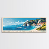 Capo Sant’Andrea, Italy Panoramic Beach Print, Vacation Gift, Italy Wall Art, Framed Canvas Print, Framed Beach Painting