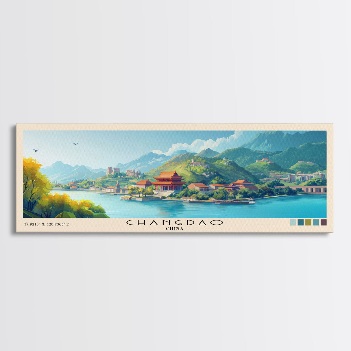 Changdao, China Panoramic Print, Vacation Gift, China Wall Art, Vacation Wall Art, Vacatation Memories, Beach Decor, Beach Or Lakehouse Art