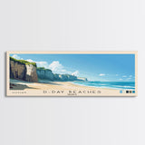D-Day beaches, France Panoramic Beach Print, Vacation Gift, France Wall Art, Framed Canvas Print, Framed Beach Painting