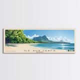 Ile aux Cerfs, Mauritius Panoramic Beach Print, Vacation Gift, Mauritius Wall Art, Framed Canvas Print, Framed Beach Painting
