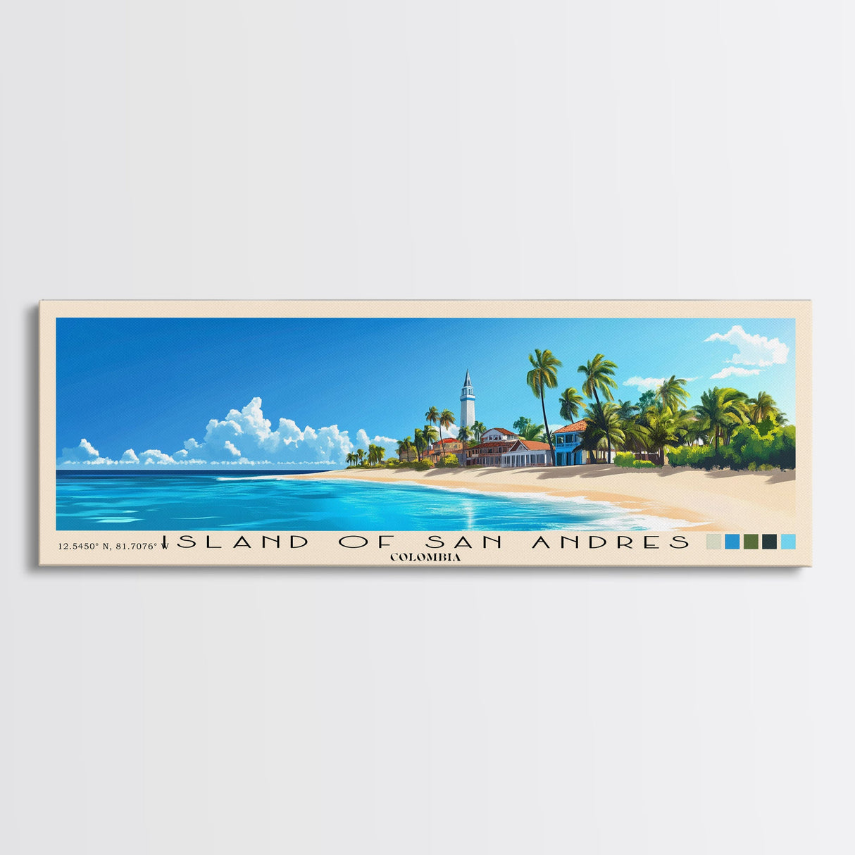 Island of San Andres, Colombia Panoramic Print, Vacation Gift, Colombia Wall Art, Vacation Wall Art, Vacatation Memories, Beach Decor, Beach Or Lakehouse Art