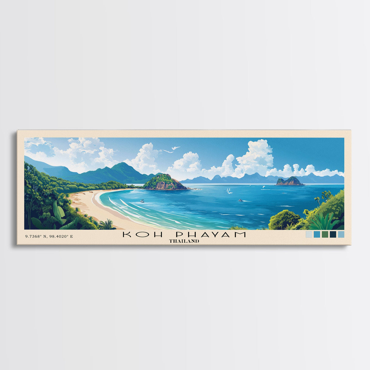 Koh Phayam, Thailand Panoramic Print, Vacation Gift, Thailand Wall Art, Beach Painting, Beach Decor, Beach Or Lakehouse Art