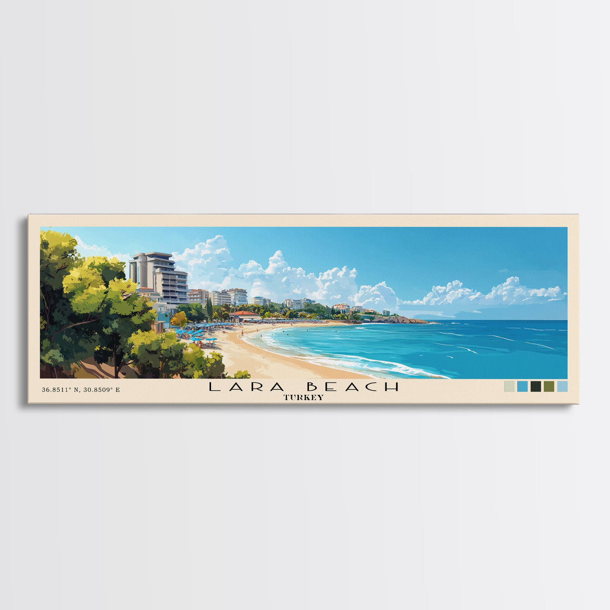 Lara Beach, Turkey Panoramic Print, Vacation Gift, Turkey Wall Art, Vacation Wall Art, Vacatation Memories, Beach Decor, Beach Or Lakehouse Art