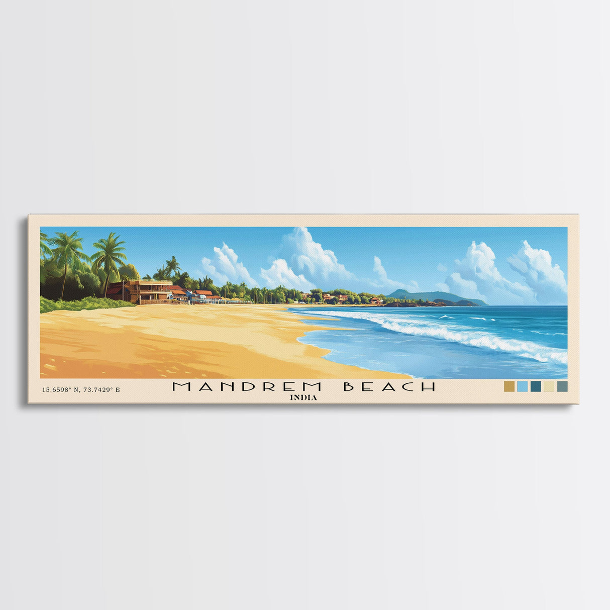 Mandrem Beach, India Panoramic Print, Vacation Gift, India Wall Art, Vacation Wall Art, Vacatation Memories, Beach Decor, Beach Or Lakehouse Art