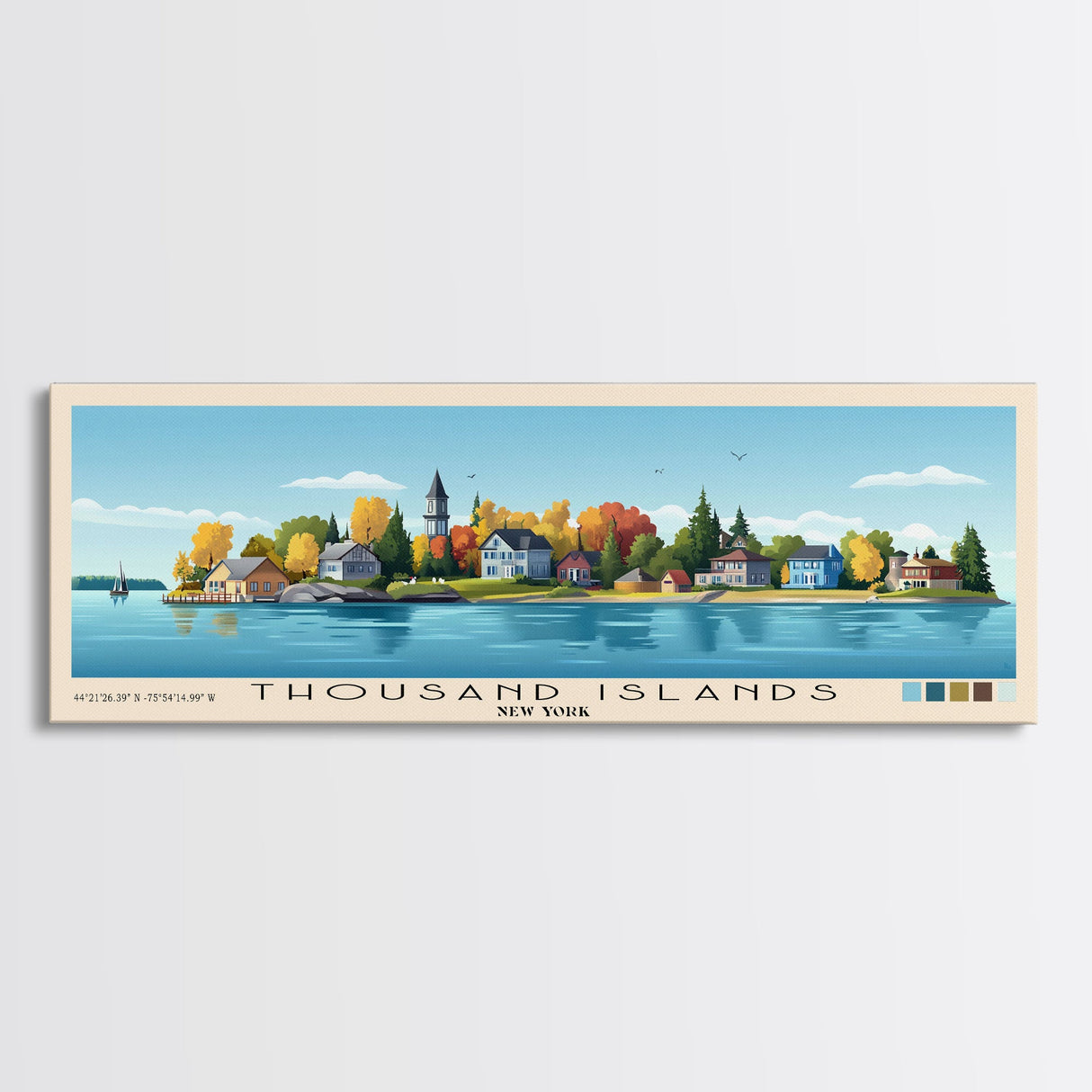 Thousand Islands, New York Panoramic Print, Vacation Gift, New York Wall Art, Vacation Wall Art, Vacatation Memories, Beach Decor, Beach Or Lakehouse Art