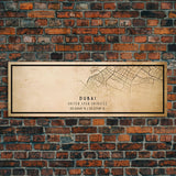 Dubai UAE Panoramic map print poster or framed canvas, Dubai map print poster canvas, Dubai city map print poster canvas, Vintage Travel Art