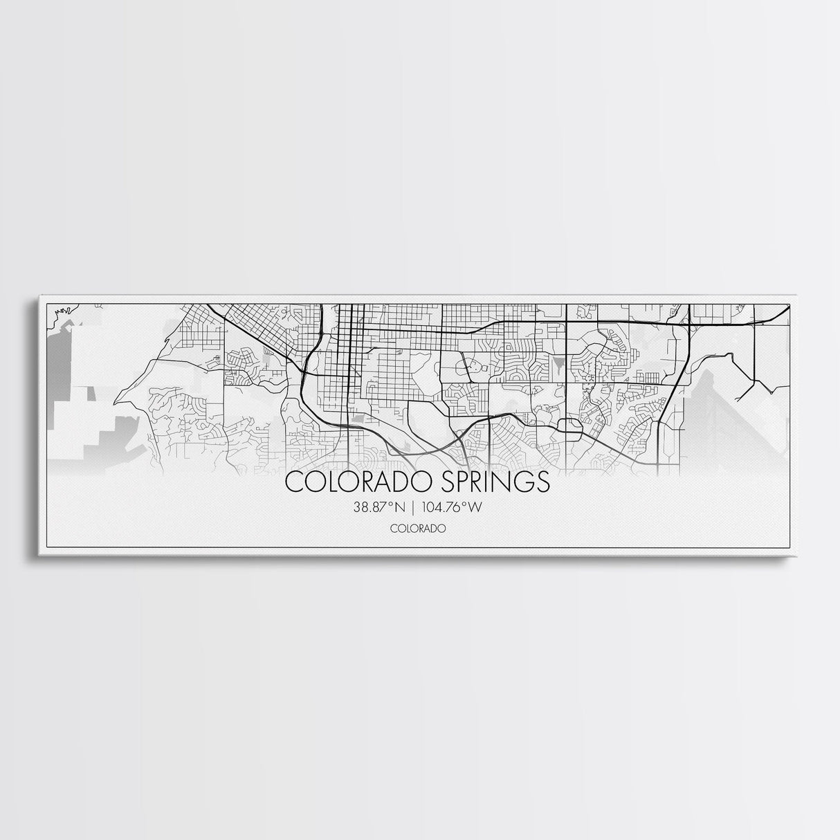 Panoramic Colorado Springs City Map, Colorado Art, Map Print, Minimalist Wall Art, Canvas Art, Housewarming Gift, Street Map, Closing Gift