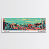 Phoenix Arizona Panoramic Wall Art Framed Canvas Print, Travel Poster, Mid Century Modern Art, Pop Art Style, Home Decor, Living Room Art