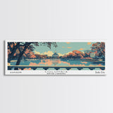 Columbia South Carolina Panoramic Painting, Mid Century Modern Framed Canvas Print, Retro Pop Art Travel Poster, City Art Gift, Home Decor