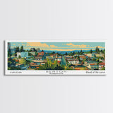 Renton Washington Panoramic Wall Art, Mid Century Modern Framed Canvas Print, Retro Pop Art Travel Poster, City Art, Office Wall Decor, Living Room Art