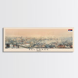 Belgrade Serbia Panoramic Travel Poster, Framed Canvas Print or Metal Wall Art, Travel Art, Home Decor, Panoramic Painting, Midcentury Art