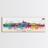 Bratislava Slovakia Wall Art, Panoramic Travel Poster, Panoramic Framed Canvas Print, City Wall Art, Wall Hanging Home Decor, Travel Art
