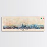 Brescia Italy Travel Print Wall Art, Panoramic City Art, Travel Art, Wall Decor, Vacation Gift, Framed Canvas Print Or Metal Art