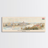 Budapest Hungary Travel Art, City Art, Framed Canvas Print or Metal Wall Art, Europe Travel Poster, Panoramic Wall Art, Extra Wide Wall Art