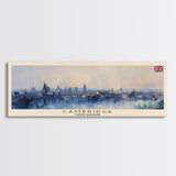 Cambridge United Kingdom Travel Print Wall Art, Panoramic City Art, Travel Art, Wall Decor, Vacation Gift, Framed Canvas Print Or Metal Art