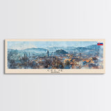 Celje Slovenia Panoramic Travel Poster, Framed Canvas Print or Metal Wall Art, Travel Art, Home Decor, Panoramic Painting, Midcentury Art