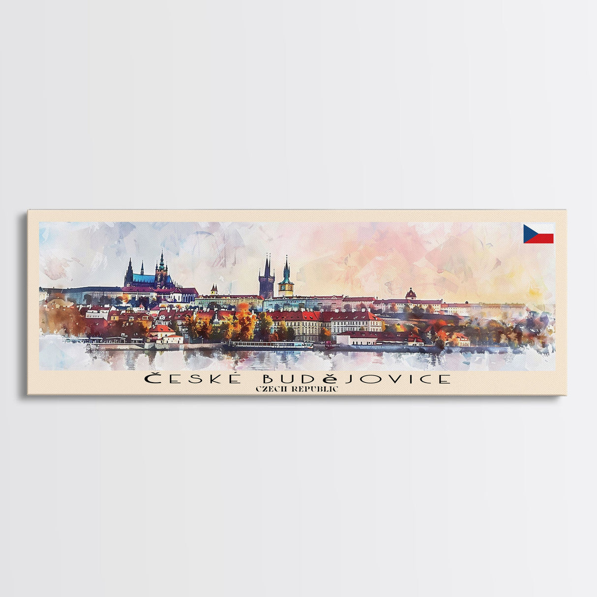 Ceske Budejovice Czech Republic Wall Art, Panoramic Travel Poster, Panoramic Framed Canvas Print, City Wall Art, Wall Hanging Home Decor, Travel Art