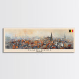 Charleroi Belgium Travel Print Wall Art, Panoramic City Art, Travel Art, Wall Decor, Vacation Gift, Framed Canvas Print Or Metal Art