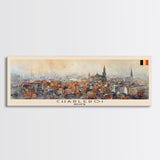 Charleroi Belgium Travel Print Wall Art, Panoramic City Art, Travel Art, Wall Decor, Vacation Gift, Framed Canvas Print Or Metal Art