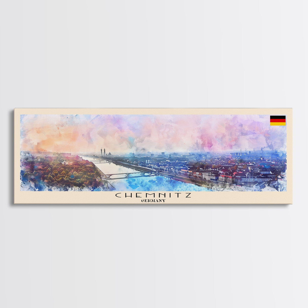 Chemnitz Germany Wall Art, Panoramic Travel Poster, Panoramic Framed Canvas Print, City Wall Art, Wall Hanging Home Decor, Travel Art