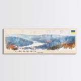 Chernihiv Ukraine Panoramic Travel Poster, Framed Canvas Print or Metal Wall Art, Travel Art, Home Decor, Panoramic Painting, Midcentury Art