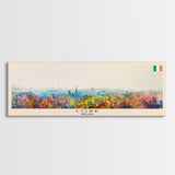Cork Ireland Panoramic Travel Poster, Framed Canvas Print or Metal Wall Art, Travel Art, Home Decor, Panoramic Painting, Midcentury Art