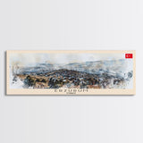 Erzurum Turkey Travel Print Wall Art, Panoramic City Art, Travel Art, Wall Decor, Vacation Gift, Framed Canvas Print Or Metal Art