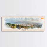 Getafe Spain Panoramic Travel Poster, Framed Canvas Print or Metal Wall Art, Travel Art, Home Decor, Panoramic Painting, Midcentury Art