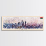 Kazan Russia Panoramic Travel Poster, Framed Canvas Print or Metal Wall Art, Travel Art, Home Decor, Panoramic Painting, Midcentury Art