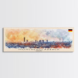 Monchengladbach Germany Travel Art, City Art, Framed Canvas Print or Metal Wall Art, Europe Travel Poster, Panoramic Wall Art, Extra Wide Wall Art