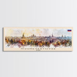 Nizhnevartovsk Russia Travel Art, City Art, Framed Canvas Print or Metal Wall Art, Europe Travel Poster, Panoramic Wall Art, Extra Wide Wall Art