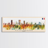 Villeurbanne France Panoramic Travel Poster, Framed Canvas Print or Metal Wall Art, Travel Art, Home Decor, Panoramic Painting, Midcentury Art