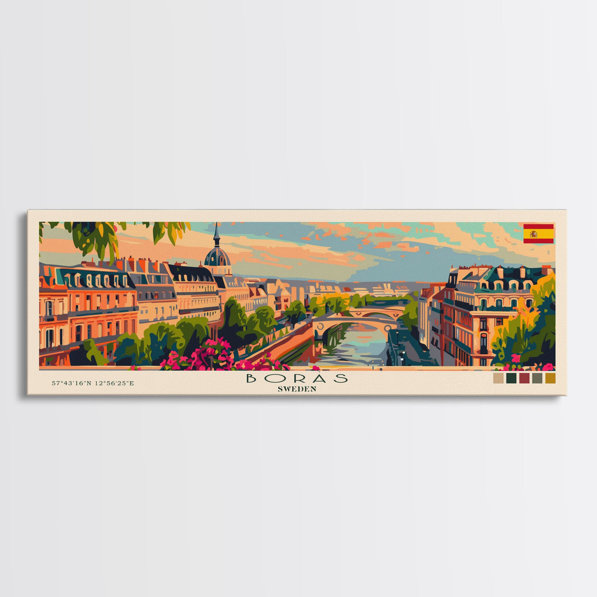 Borås Sweden Travel Art, City Art, Framed Canvas Print or Metal Wall Art, Europe Travel Poster, Panoramic Wall Art, Extra Wide Wall Art