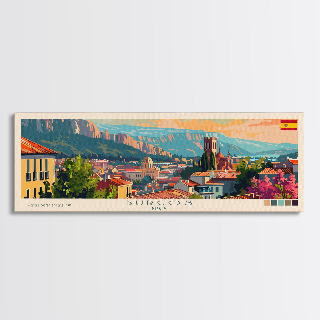 Burgos Spain Wall Art, Panoramic Travel Poster, Panoramic Framed Canvas Print, City Wall Art, Wall Hanging Home Decor, Travel Art