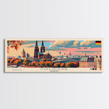 Cologne Germany Panoramic Travel Poster, Framed Canvas Print or Metal Wall Art, Travel Art, Home Decor, Panoramic Painting, Midcentury Art