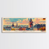 Gelsenkirchen Germany Panoramic Travel Poster, Framed Canvas Print or Metal Wall Art, Travel Art, Home Decor, Panoramic Painting, Midcentury Art