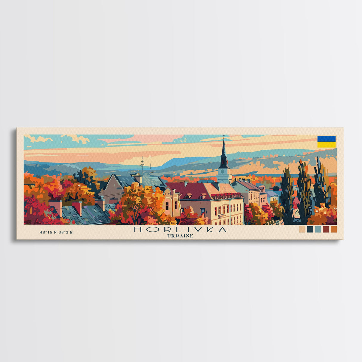 Horlivka Ukraine Wall Art, Panoramic Travel Poster, Panoramic Framed Canvas Print, City Wall Art, Wall Hanging Home Decor, Travel Art