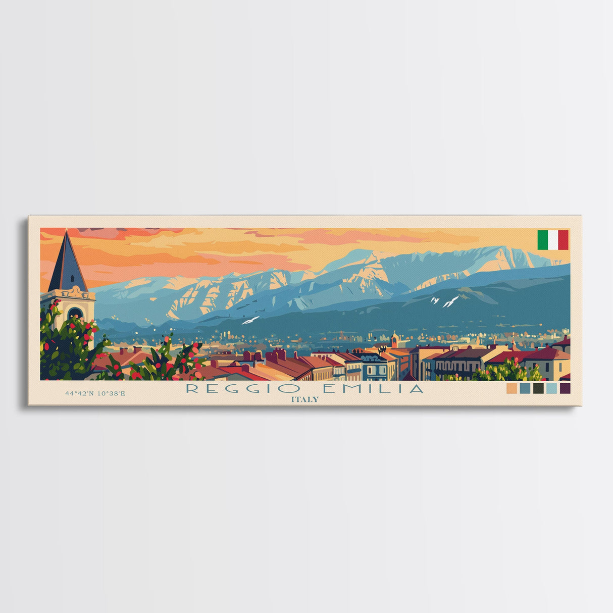 Reggio Emilia Travel Print Wall Art, Panoramic City Art, Travel Art, Wall Decor, Vacation Gift, Framed Canvas Print Or Metal Art