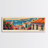 Setúbal Portugal Travel Print Wall Art, Panoramic City Art, Travel Art, Wall Decor, Vacation Gift, Framed Canvas Print Or Metal Art