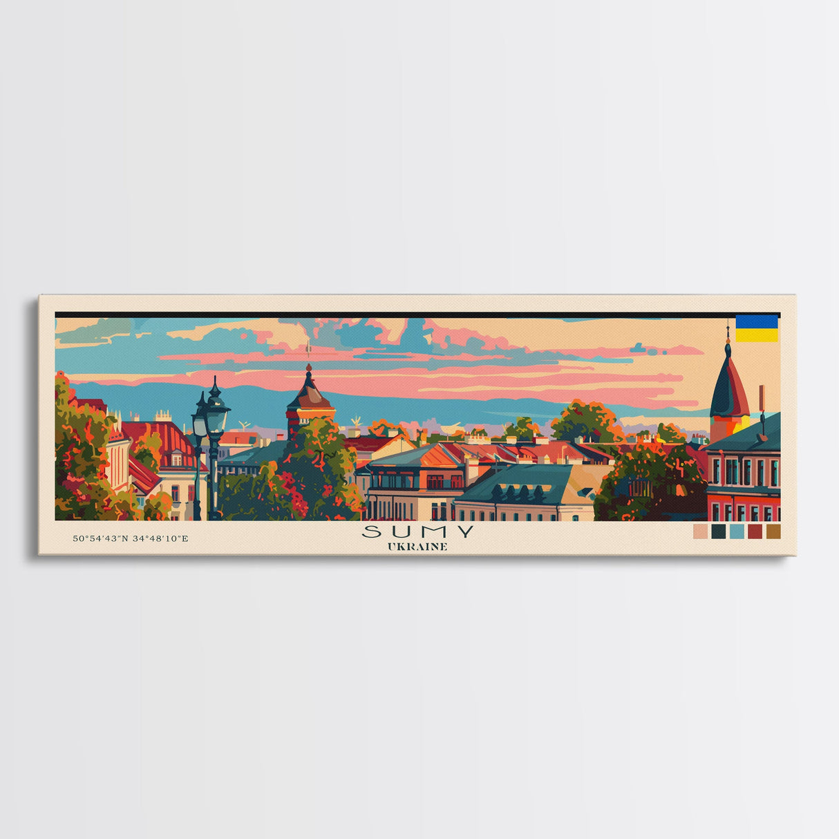 Sumy Ukraine Travel Art, City Art, Framed Canvas Print or Metal Wall Art, Europe Travel Poster, Panoramic Wall Art, Extra Wide Wall Art