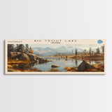 Big Trout Lake Framed Canvas Print, Lake House Art, Panoramic Scenic View, Travel Poster, Minimalist Wall Art, Lake Painting