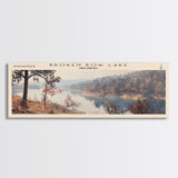 Broken Bow Lake Oklahoma Framed Canvas Print, Panoramic Lake House Art, Wall Art, Travel Poster, Modern Lake Painting, Nature Art