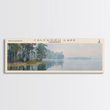 Calcasieu Lake Framed Canvas Print, Lake House Art, Panoramic Wall Art, Travel Poster, Minimalist Lake Painting, Home Decor