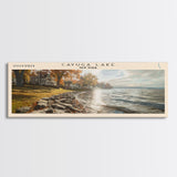 Cayuga Lake New York Framed Canvas Print, Lake House Art, Panoramic Travel Poster, Wide Wall Art, Modern Lake Painting, Home Decor