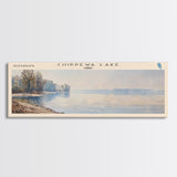 Chippewa Lake Ohio Framed Canvas Print, Lake House Decor, Panoramic Wide Art, Travel Poster, Modern Lake Painting, Nature Art