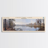Choctaw Lake Mississippi Framed Canvas Print, Lake House Art, Panoramic Wide Wall Art, Travel Poster, Rustic Lake Painting, Home Decor