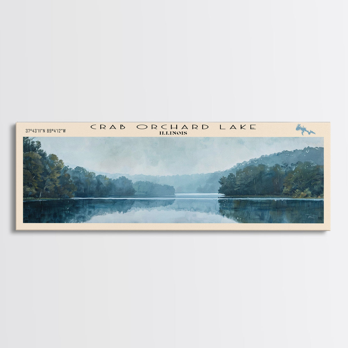 Cormorant Lake Framed Canvas Print, Lake House Decor, Panoramic Wide Art, Travel Poster, Rustic Lake Painting, Home Decor