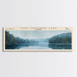 Cormorant Lake Framed Canvas Print, Lake House Decor, Panoramic Wide Art, Travel Poster, Rustic Lake Painting, Home Decor